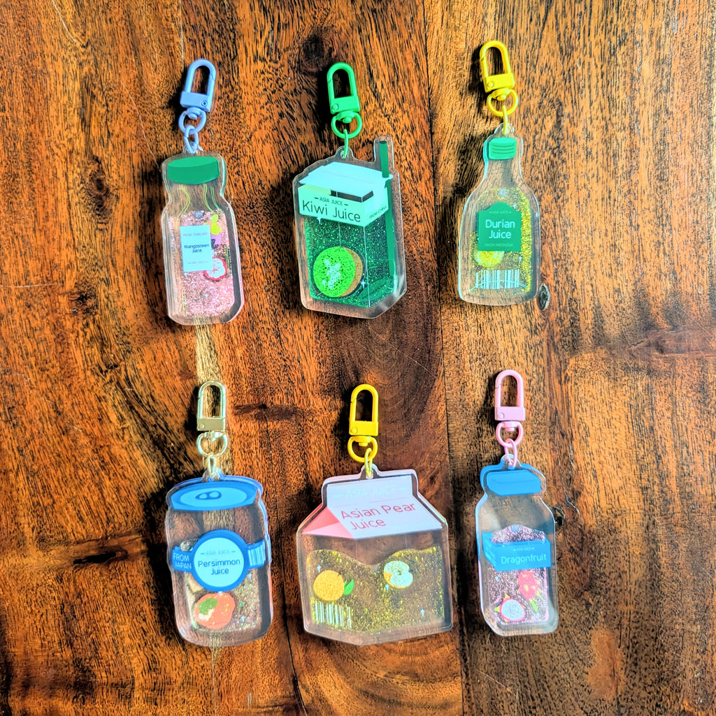 Asia Juice Keychain with Liquid Glitter image 0