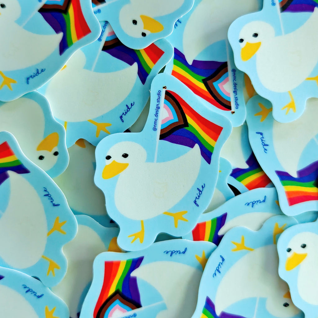 Gus the Duck Pride Flag Sticker - Weatherproof